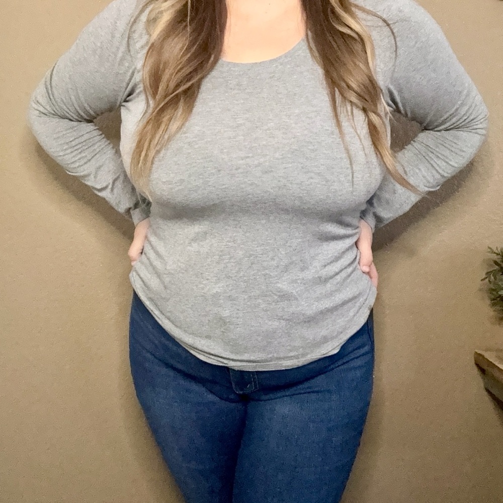 Lucky Brand Heather Gray Long Sleeve Top